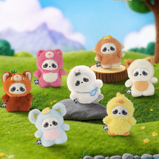 Panda Roll The Zoo In Hands Series Plush Keychain